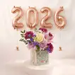Happy New Year Flower Vase