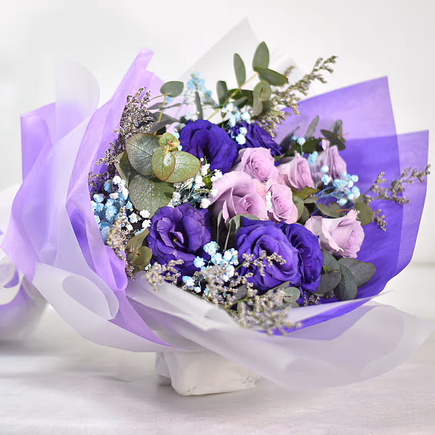 Mixed Flowers Attractive Bouquet With Cake