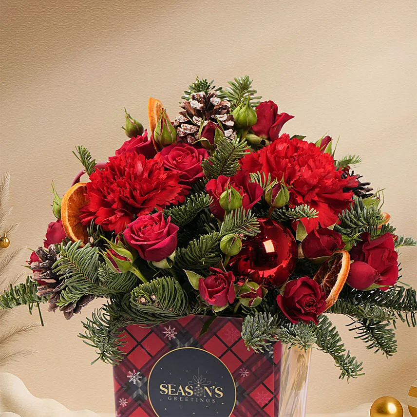 Merry Red Christmas Floral Box