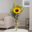 Elegant Sun-Kissed Sunflower Arrangement with Eucalyptus and Solidago