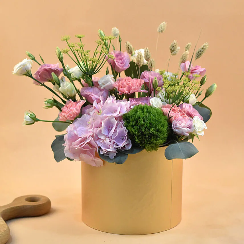 Graceful Mixed Flowers Golden Vase