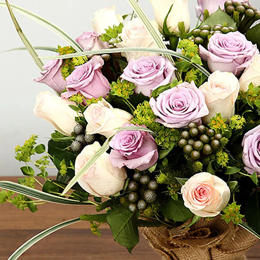 Purple and Peach Rose Bouquet