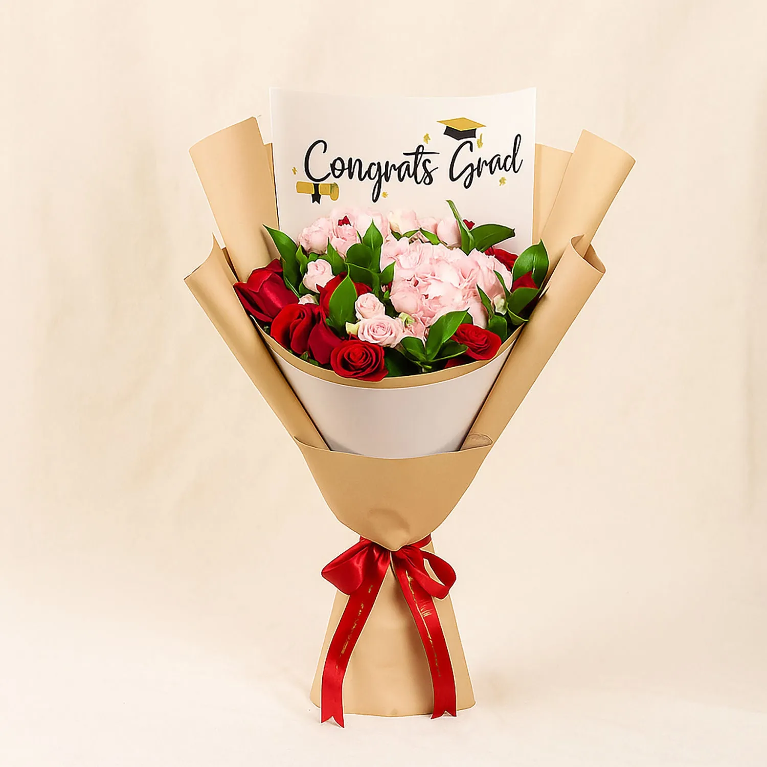 Grad Flowers - Elegant Pink and Red Roses Bouquet