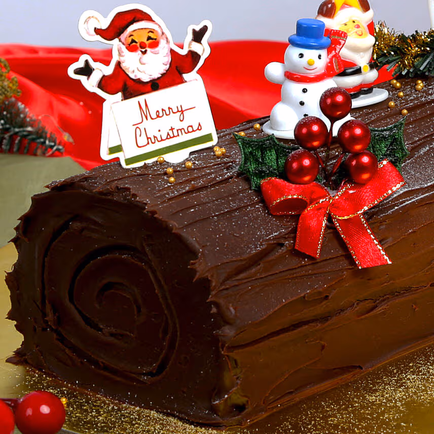Decorative Chocolate Log Cake