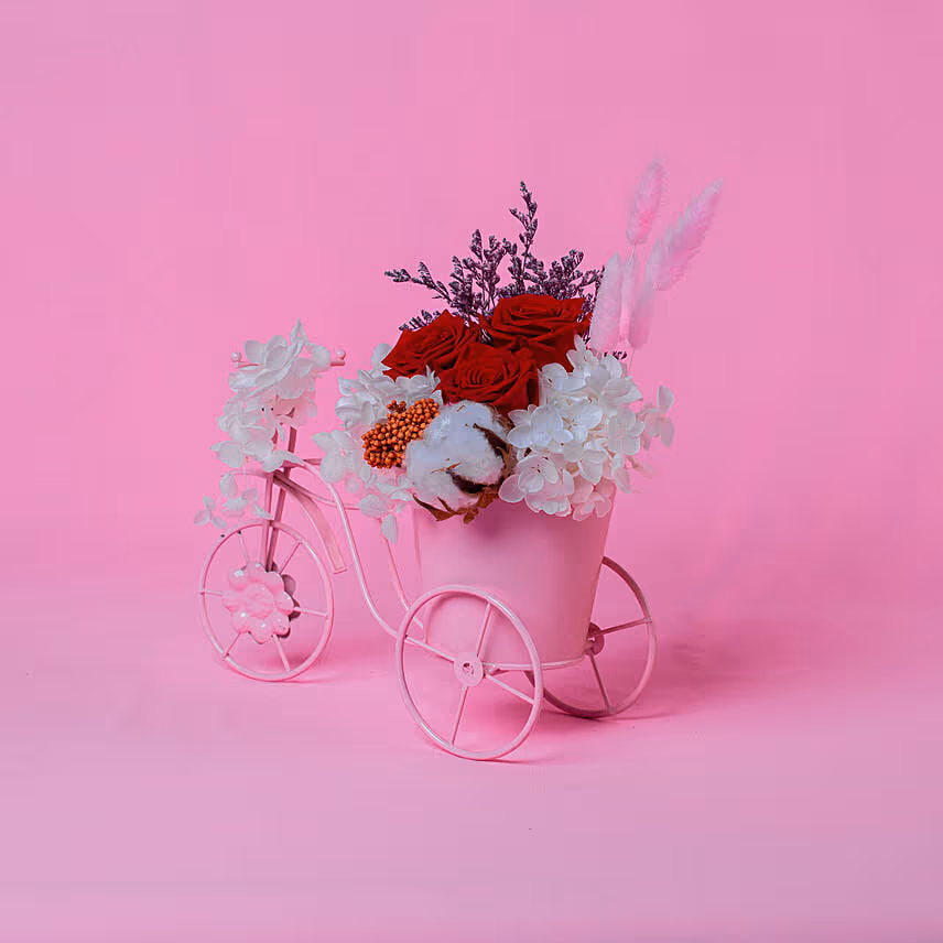 Mixed Flowers Bicycle Arrangement for Valentine