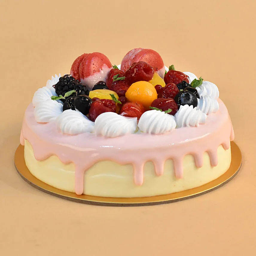 Yummy Fresh Fruits Vanilla Cake