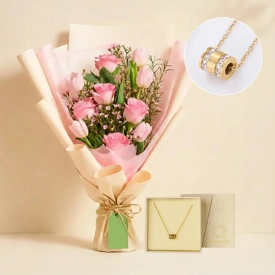 Elegant Bloom & Golden Necklace Gift Set for Mom