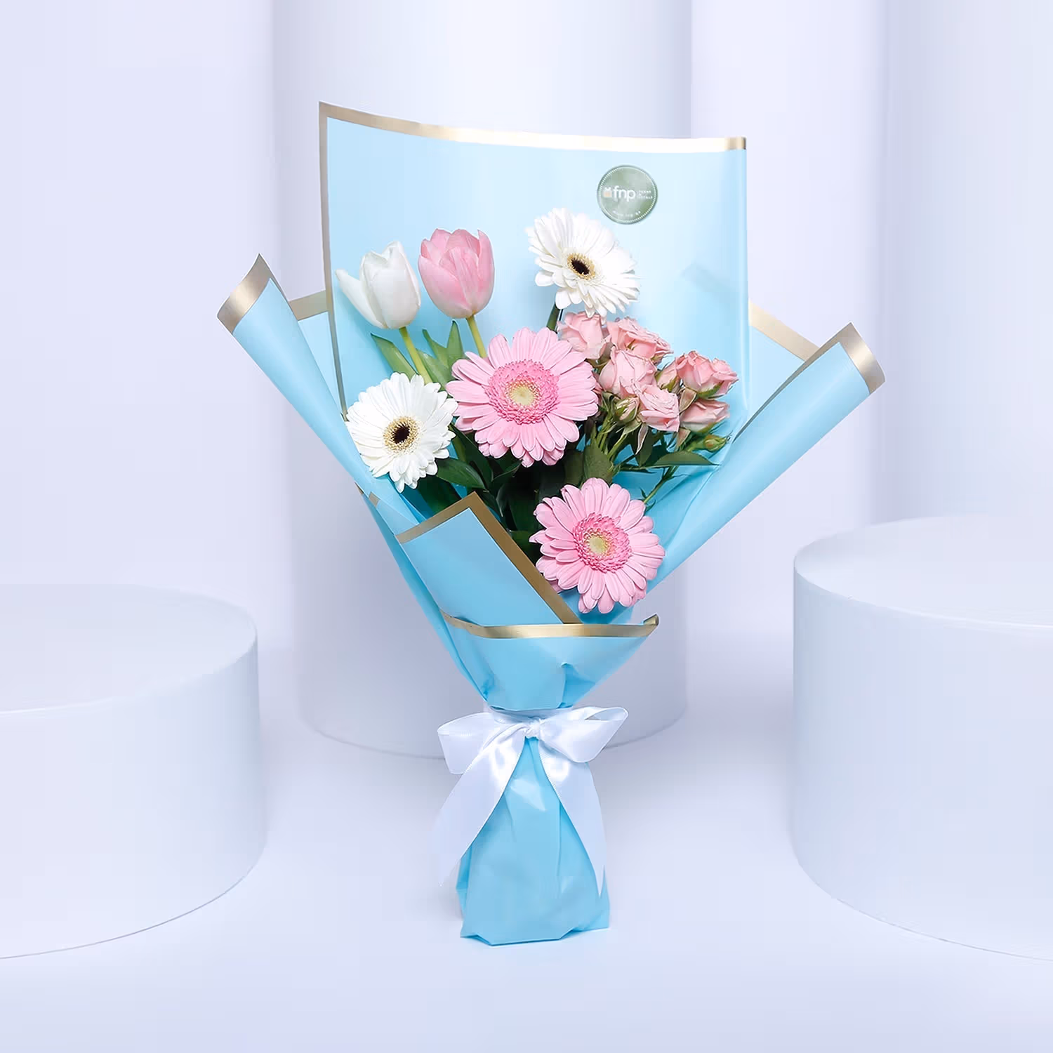 Eid Mubarak Flower Bouquet N Sweets Arranged In Tray