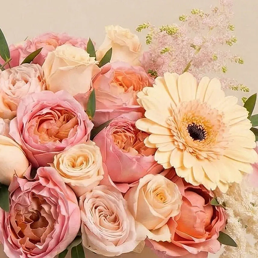 Peach Flowers Beauty Box Arrangement