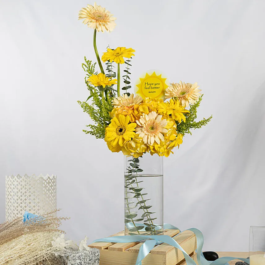 Get Well Soon Message Flowers Vase