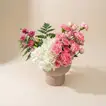 Elegant Pink Floral Symphony in Handmade Vase