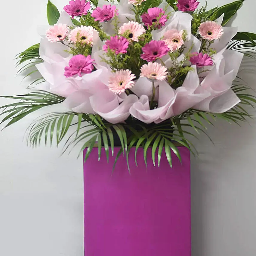 Light And Dark Pink Gerberas Flower Stand