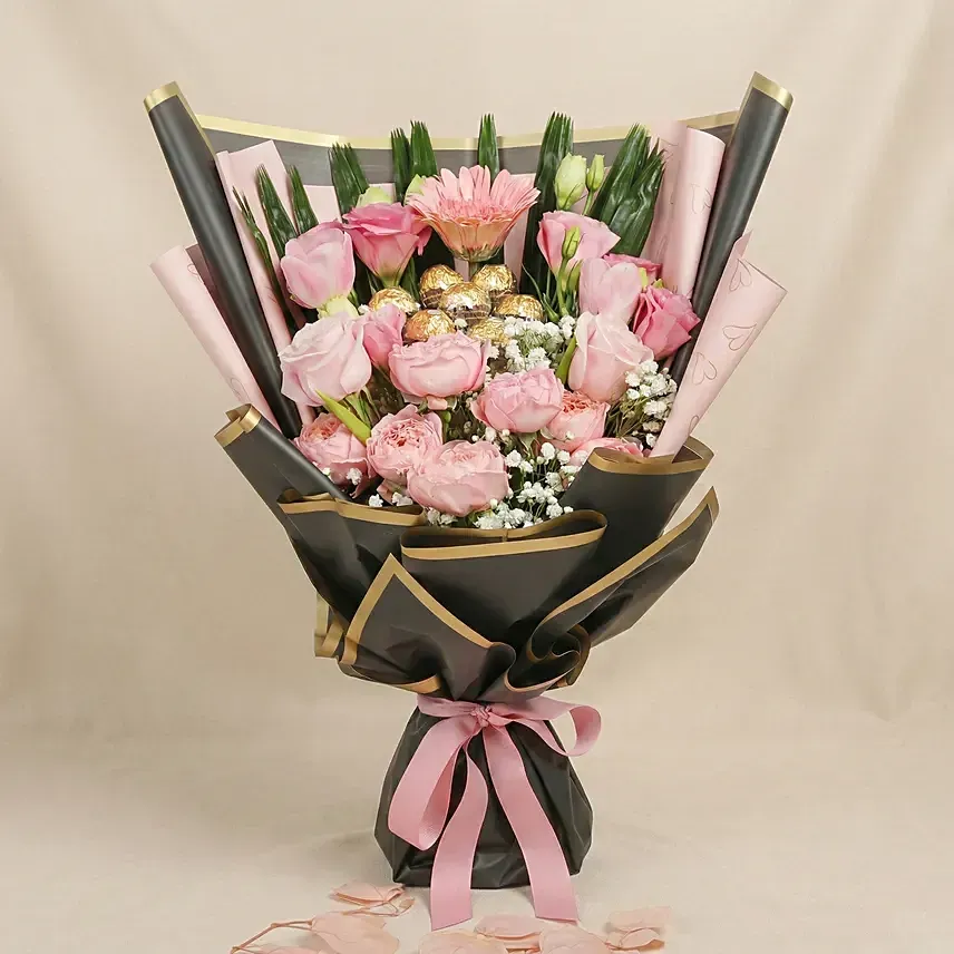 Mixed Flowers & Chocolates Bouquet