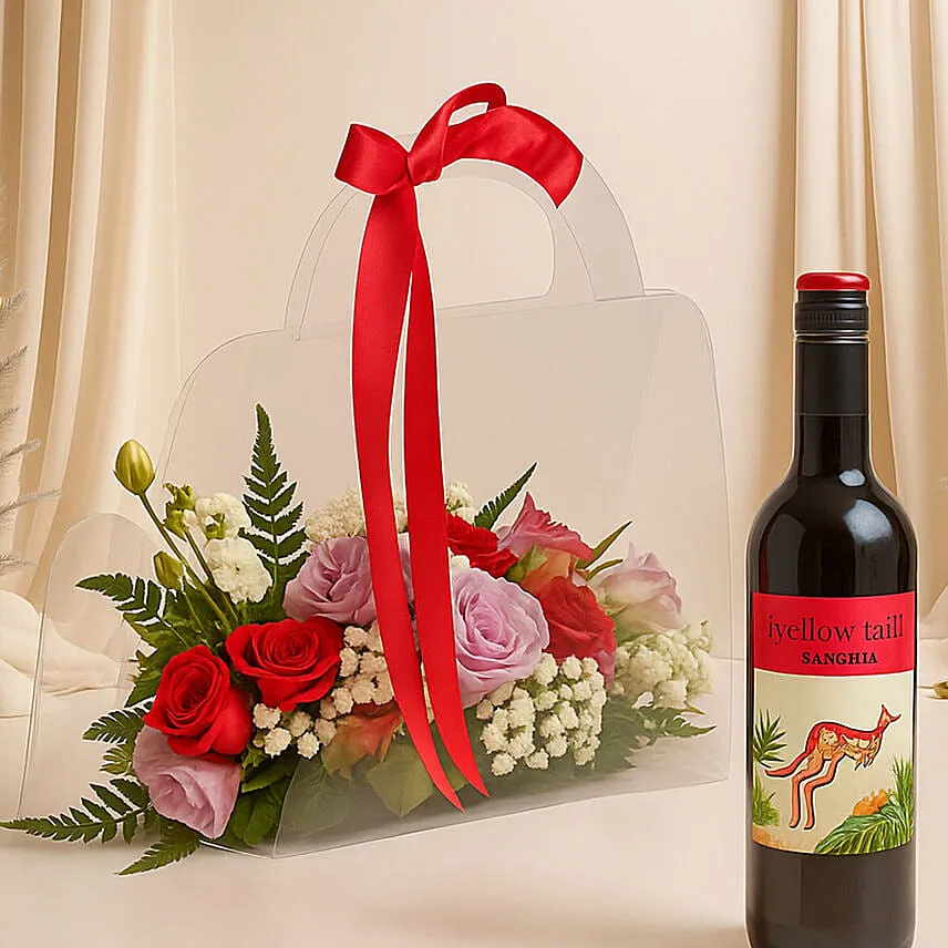 Flowers Bag with Yellow Tail Sangria Wine