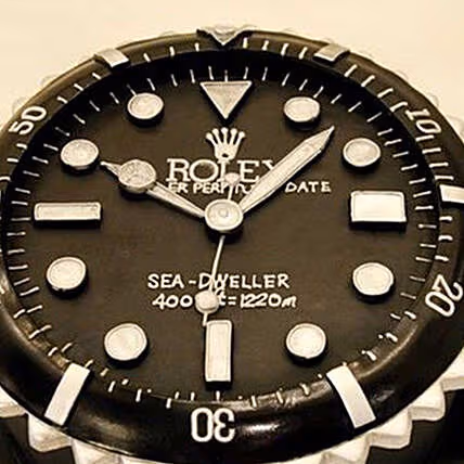 Luxury Black Rolex 3D Fondant Cake - Perfect for Celebrations