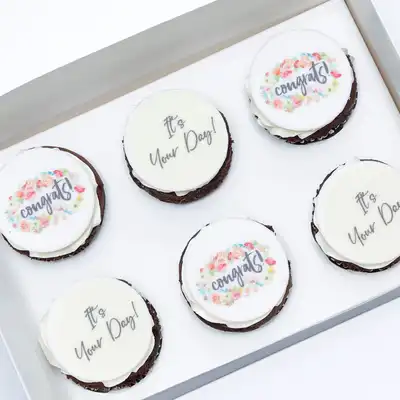 Delicious Chocolate 'Congrats' Cupcakes - Box of 6