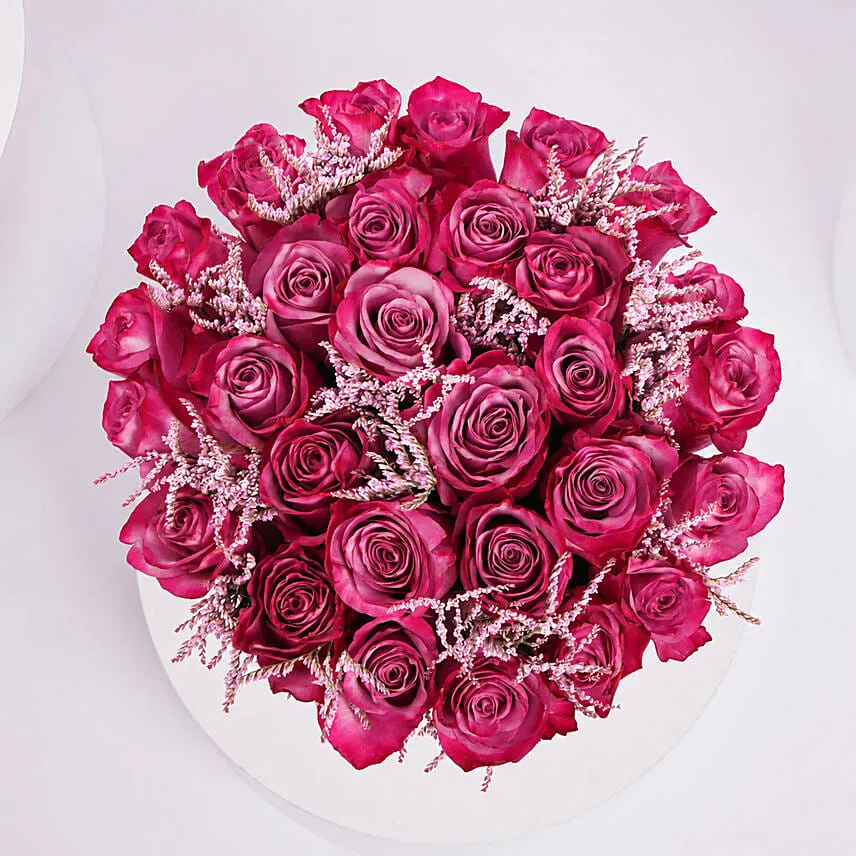 Luxury Purple Roses In A Box