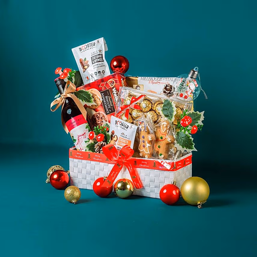 X Mas Munchies N Wine Hamper