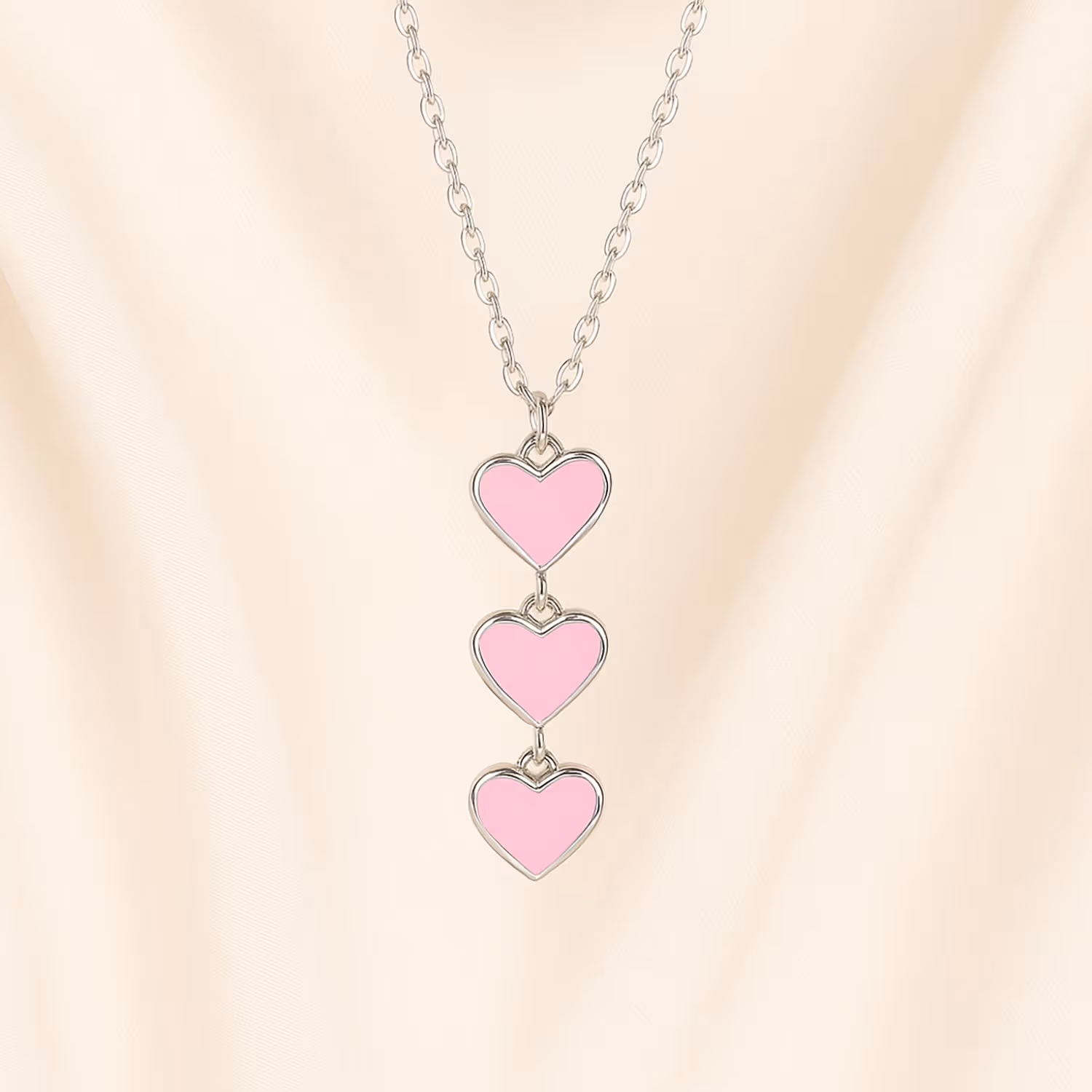 Elegant Blush Hearts Necklace and Purple Chrysanthemum Bouquet Set