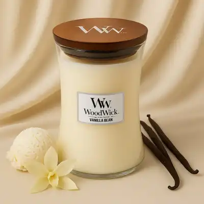 WoodWick Large Hourglass Candle | Vanilla Bean Scented | Long-Lasting Fragrance