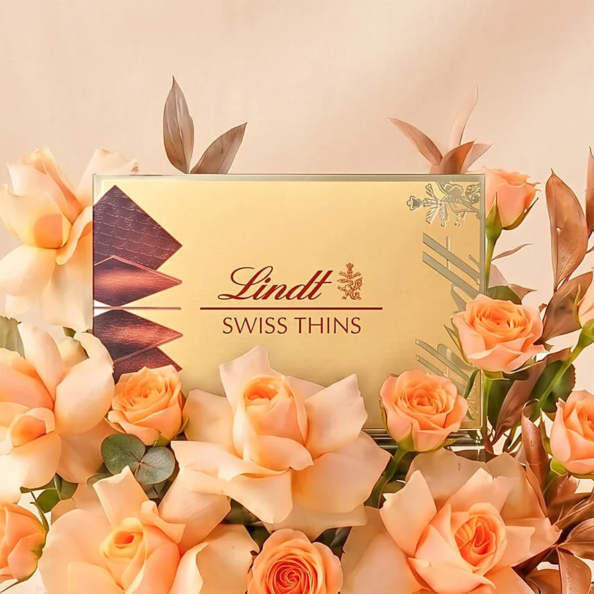 Lindt Chooclate Box and Roses Gift