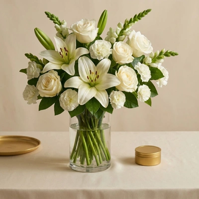 Love For White Flowers Vase