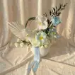 Cloudlight Charm: Elegant Blue Tulip & Orchid Arrangement