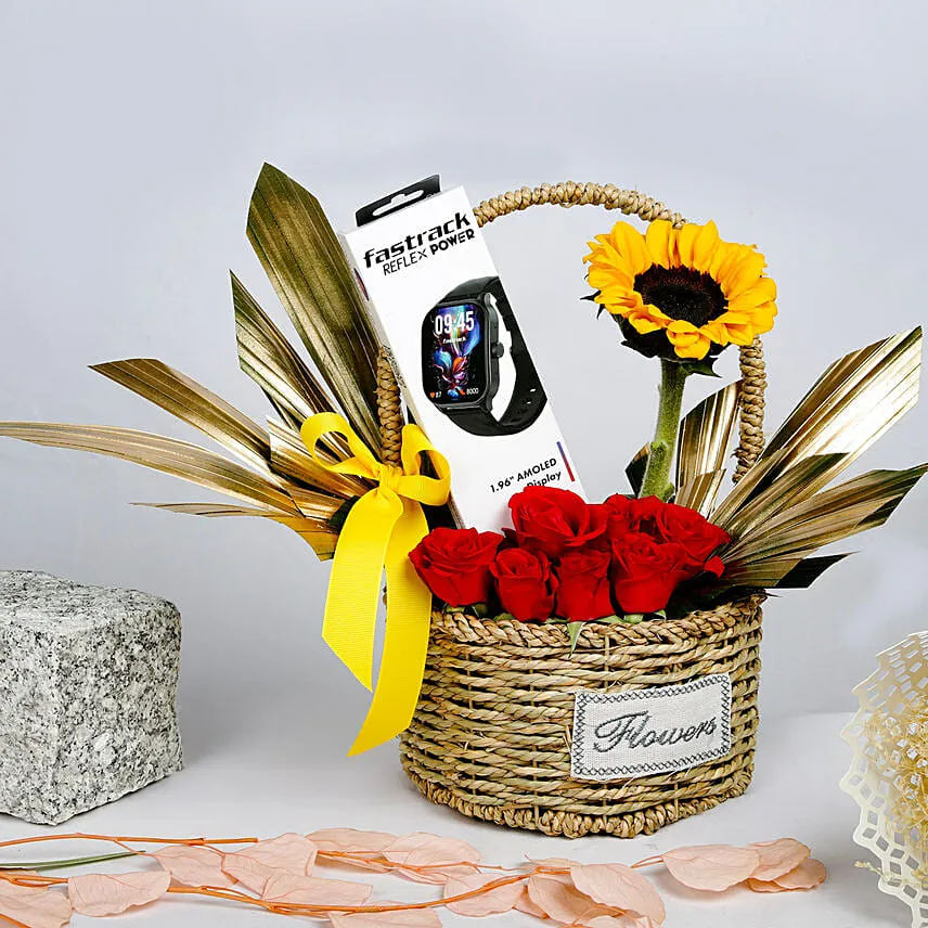 Floral Basket with Fastrack Watch