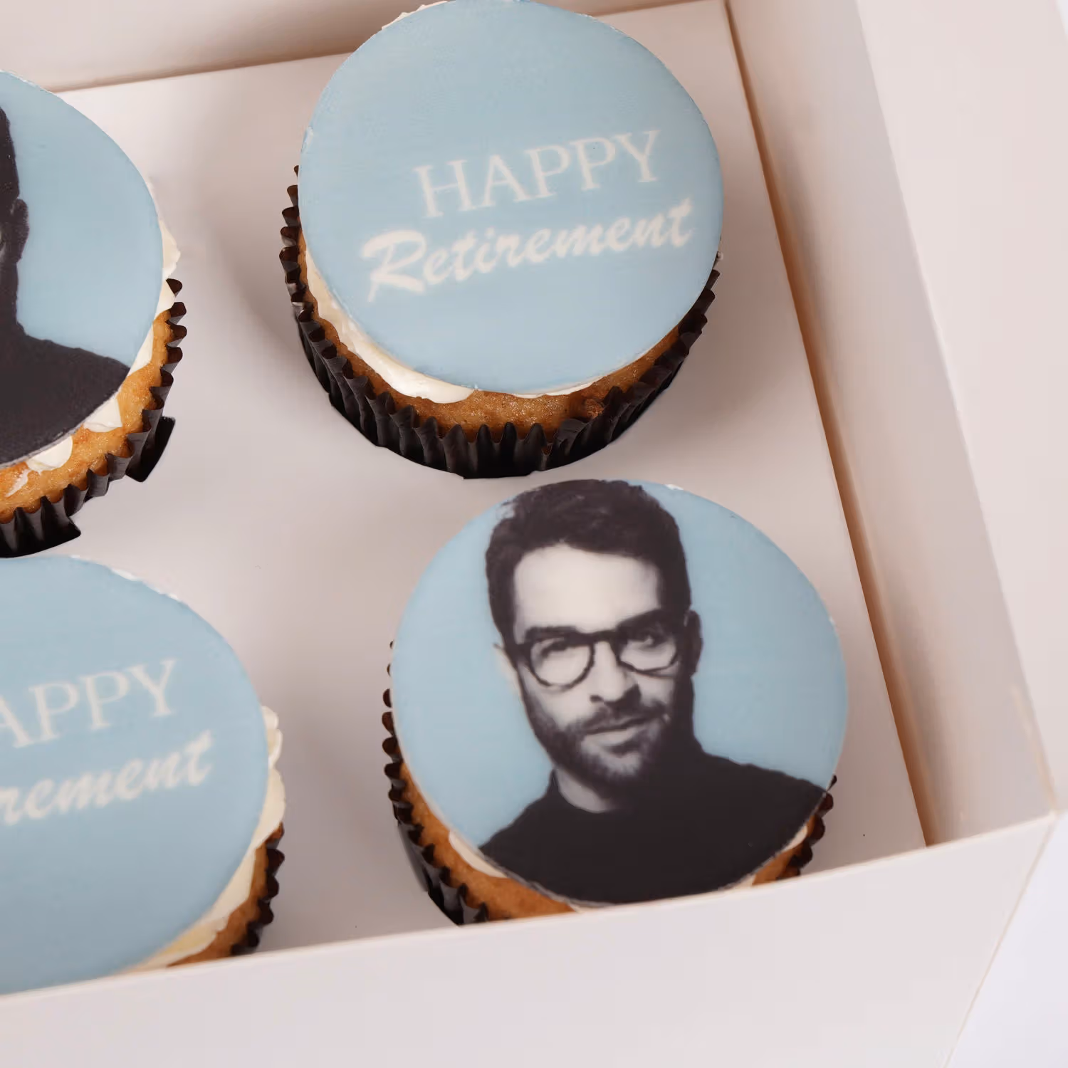 Celebrate with Happy Retirement Blue Theme Chocolate Cupcakes - Set of 6
