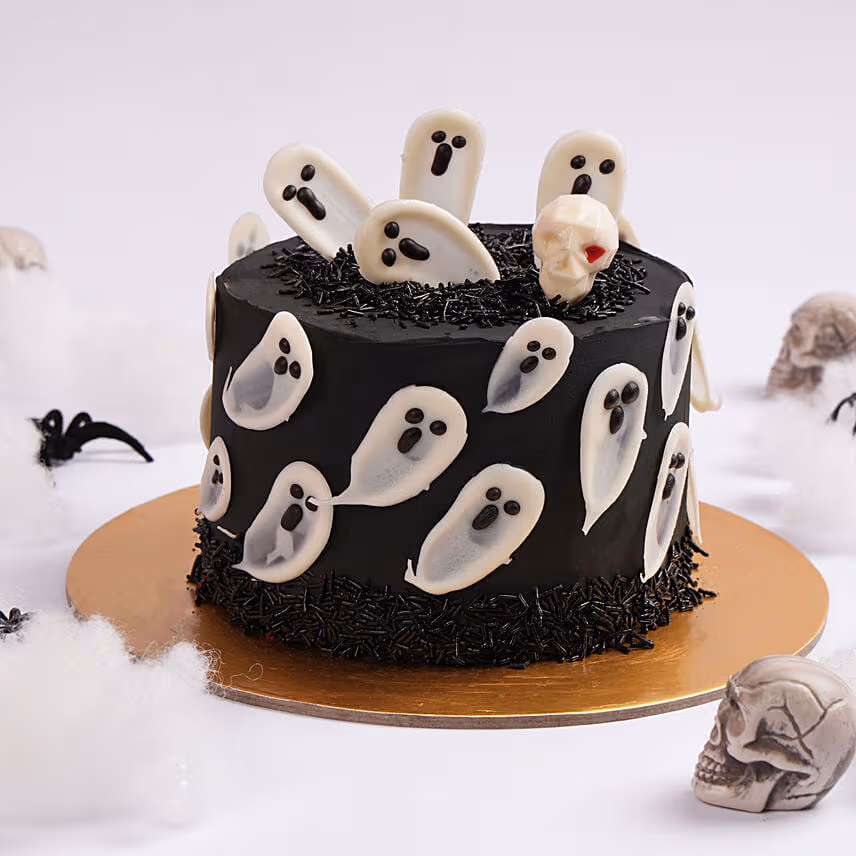 Flying Ghosts Halloween Chocolate Cake