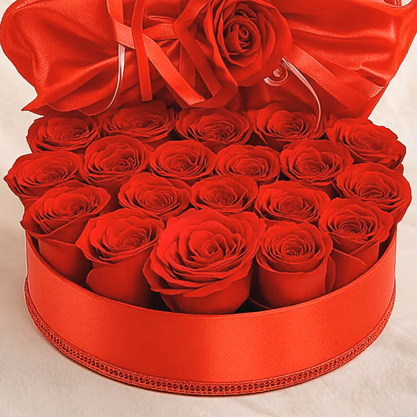 20 Red Roses in Red Box