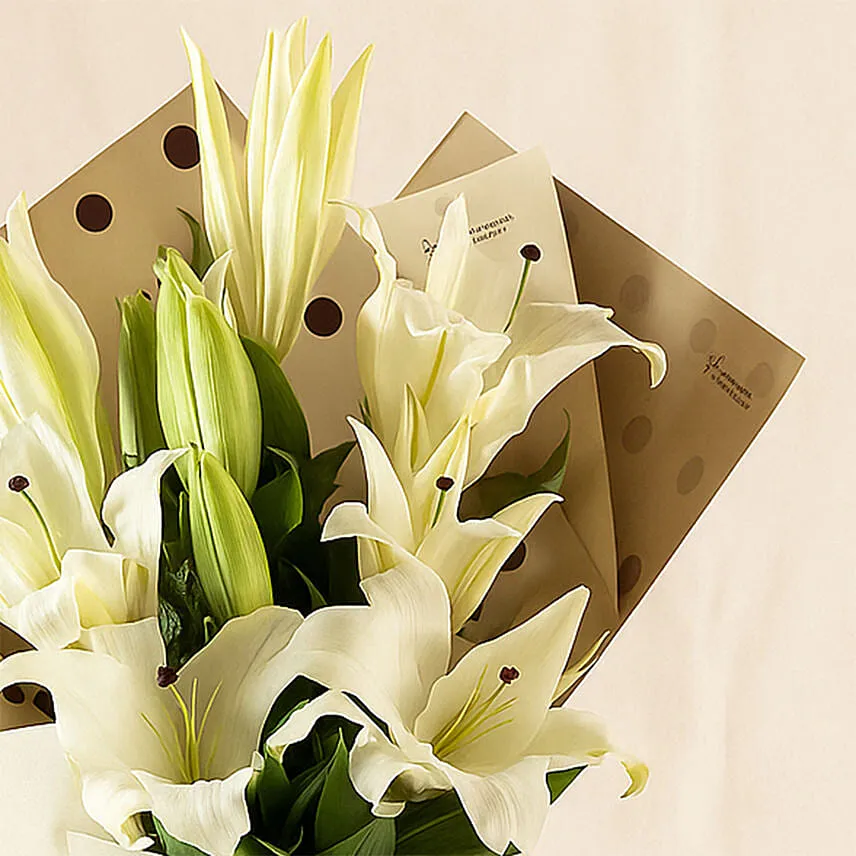 Bright White Oriental Lilies Bouquet