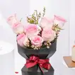 Exquisite Lovers Bloom: 8 Pink Roses with Chocolate Mono Cake 200gm