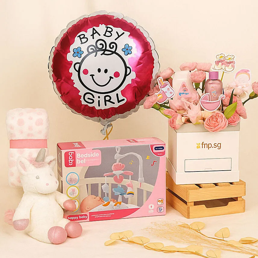Its a Baby Girl Flowers balloon and giftset