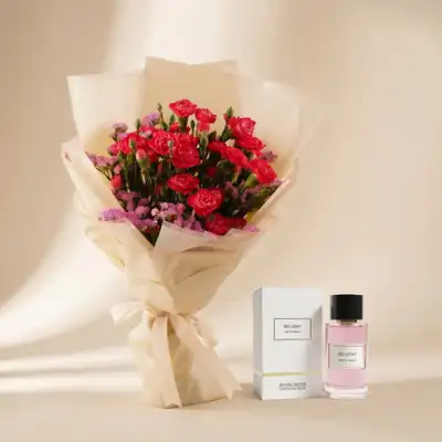 Floral Grace & Perfume: Luxurious Carnations with Jeanne Arthes Collection Privée Red Light EDP 100ML