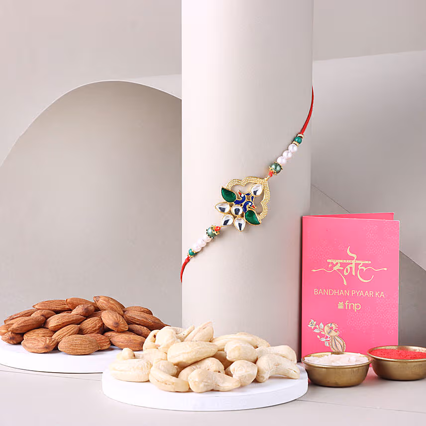Sneh Designer Stone Rakhi with Almond