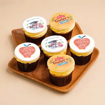 Delicious Teachers Day Cupcakes - Box of 6 Assorted Designs