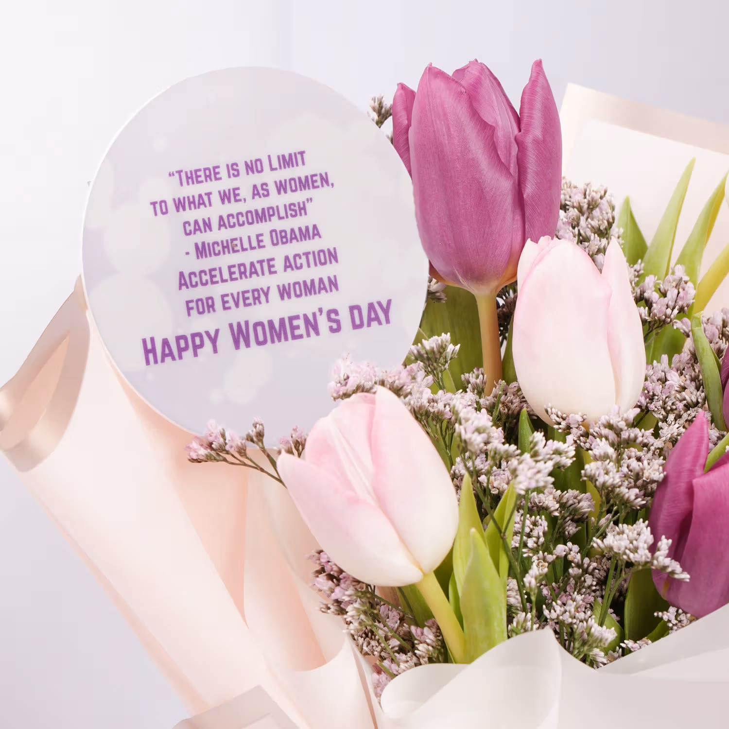 Elegant Blushing Tulip Bouquet for Celebrating Women's Day