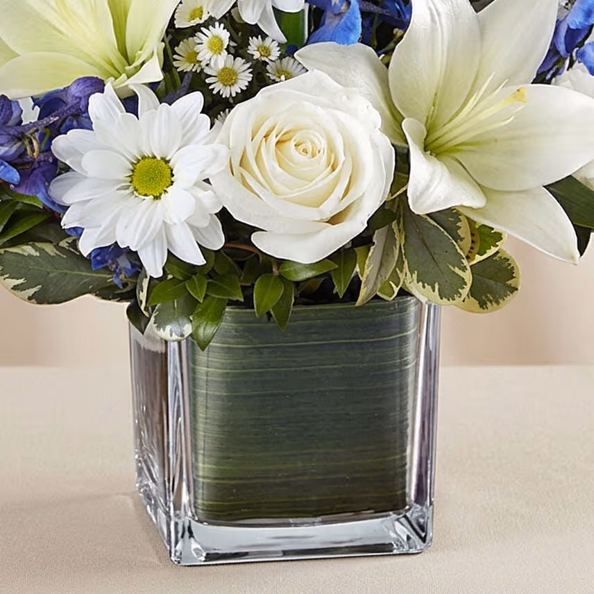 Blue and White Blooms Vase