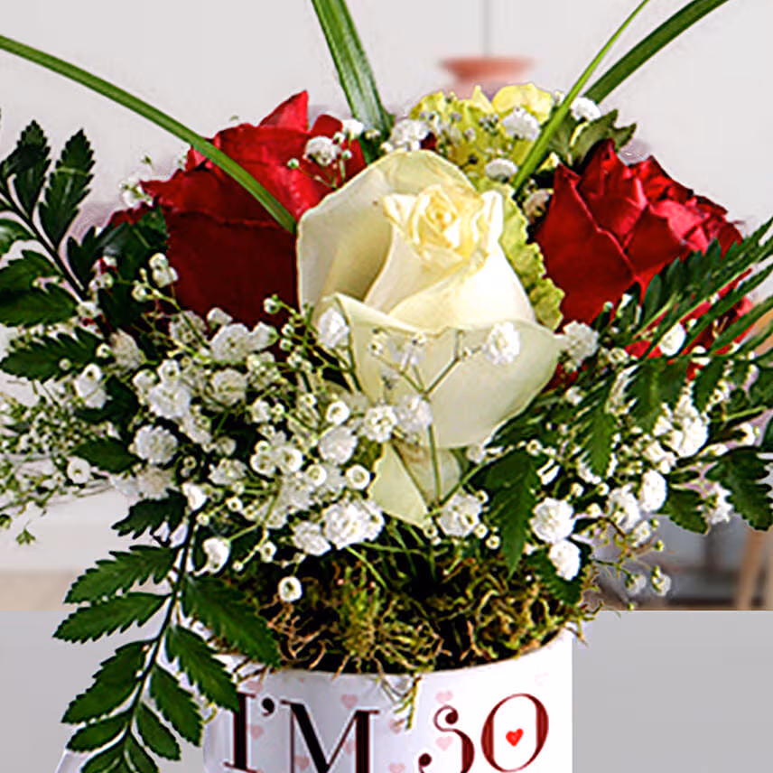 Alluring Mixed Roses In Lucky To Have U Mug