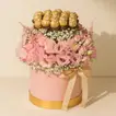 Elegant Pink Flower Arrangement with Ferrero Rocher in a Luxurious Box