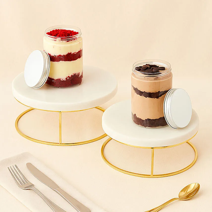 Set of Red Velvet and Chocolate Jar Cake