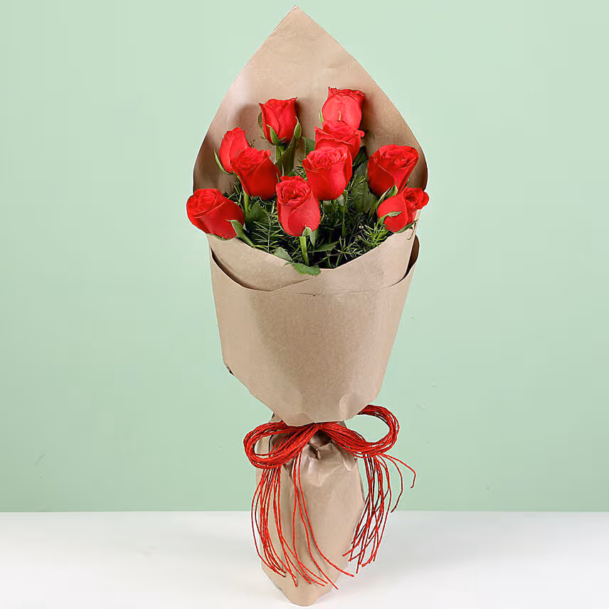 Red Roses Bouquet With Greeting Card