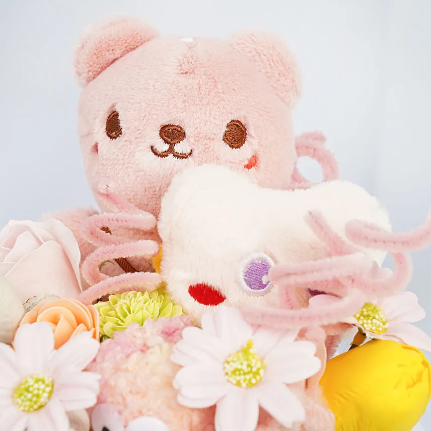 Mixed Soap with Pink Teddy in a Pink Box