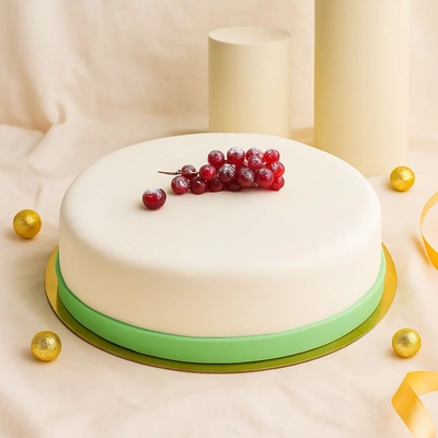 Elegant White Fondant Cake with Berries - 500 gm
