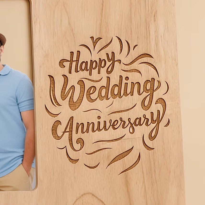 Personalised Wedding Anniversary Engraved Wooden Frame