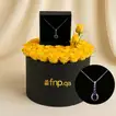 The Sapphire Glow Necklace with Elegant Yellow Rose Box