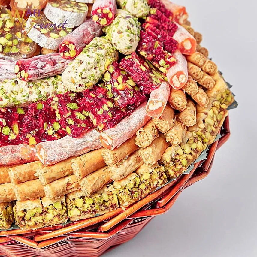 Basket of Mix Baklava and Turkish Delight