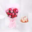 Delightful Rosy Bouquet and Cake Combo for Mother's Day