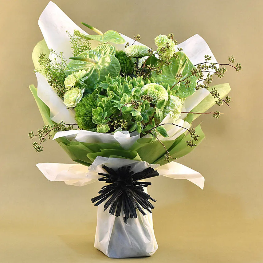 Splendid Green Blooms Bouquet